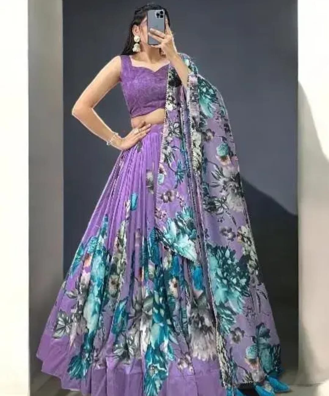 Lavender Bloom Floral Lehenga Set – Designer Edition” - Image 2