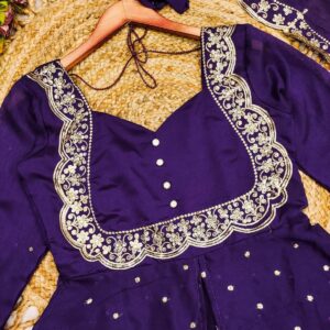 Royal Purple Embroidered Anarkali Suit with Matching Dupatta