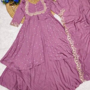 Blush Mauve Designer Anarkali Suit with Elegant Dupatta