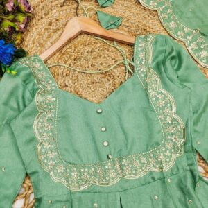 Mint Green Floral Embroidered Anarkali Suit with Dupatta
